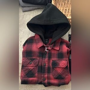 RVCA flannel with hoodie size Large